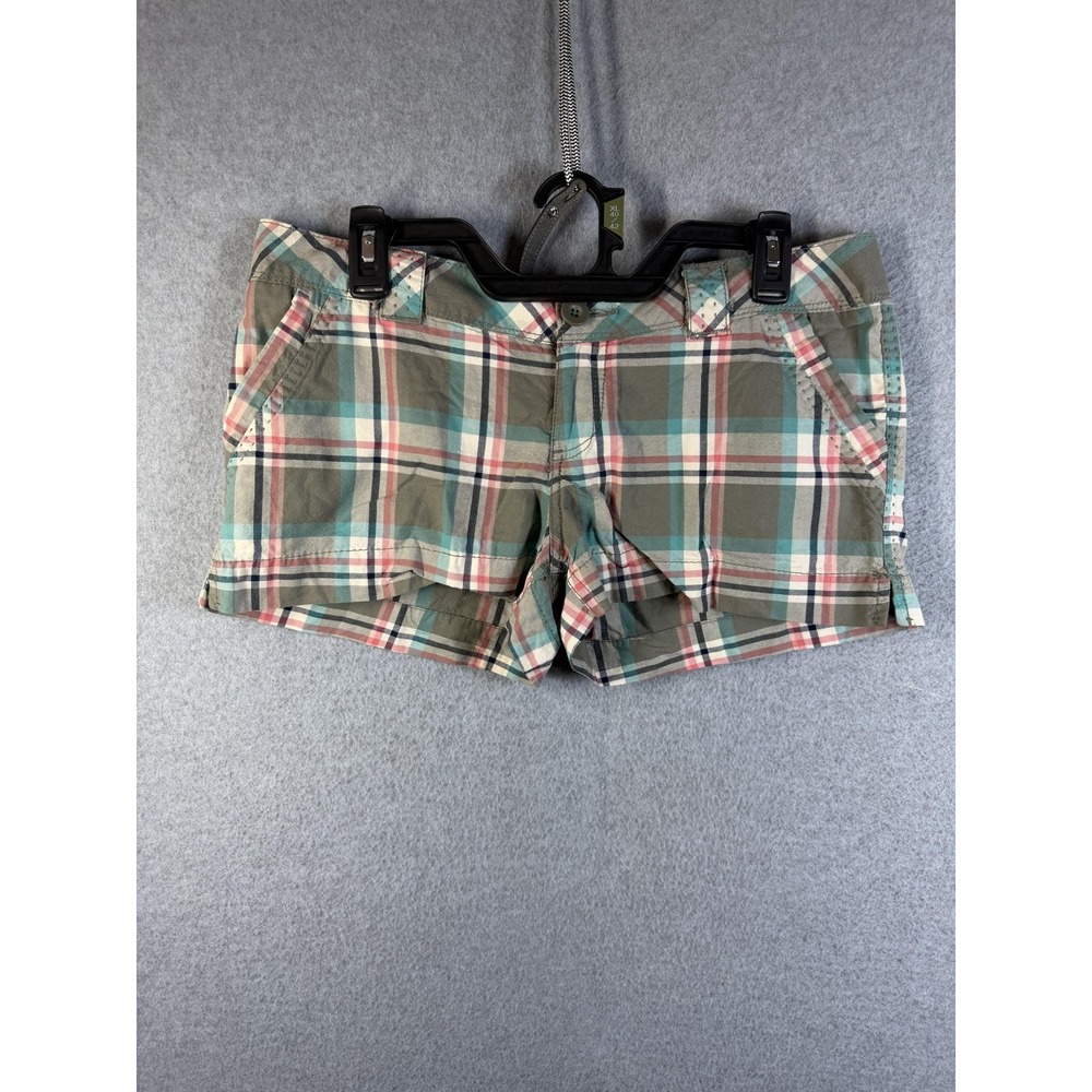 SO Shorts Juniors 11 Multicolor Olive Plaid Cotton Chino Casual Summer Pockets